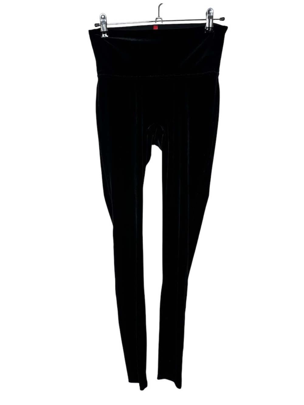 Spanx Velvet Leggings Women's Medium Black Stretch Pull On Velour Goth Slimming